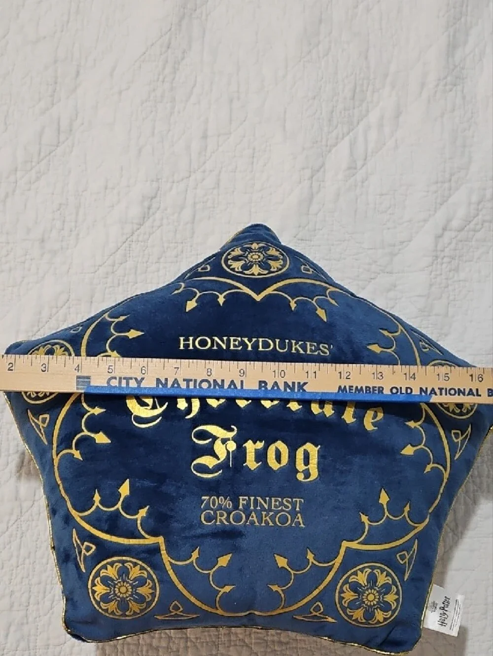 Warner Bros. Harry Potter Velvet Pillow - Navy & Gold Trim